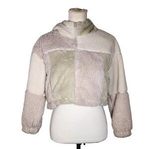 Urban Outfitters. Cropped, hooded Teddy Jacket. Size: XS